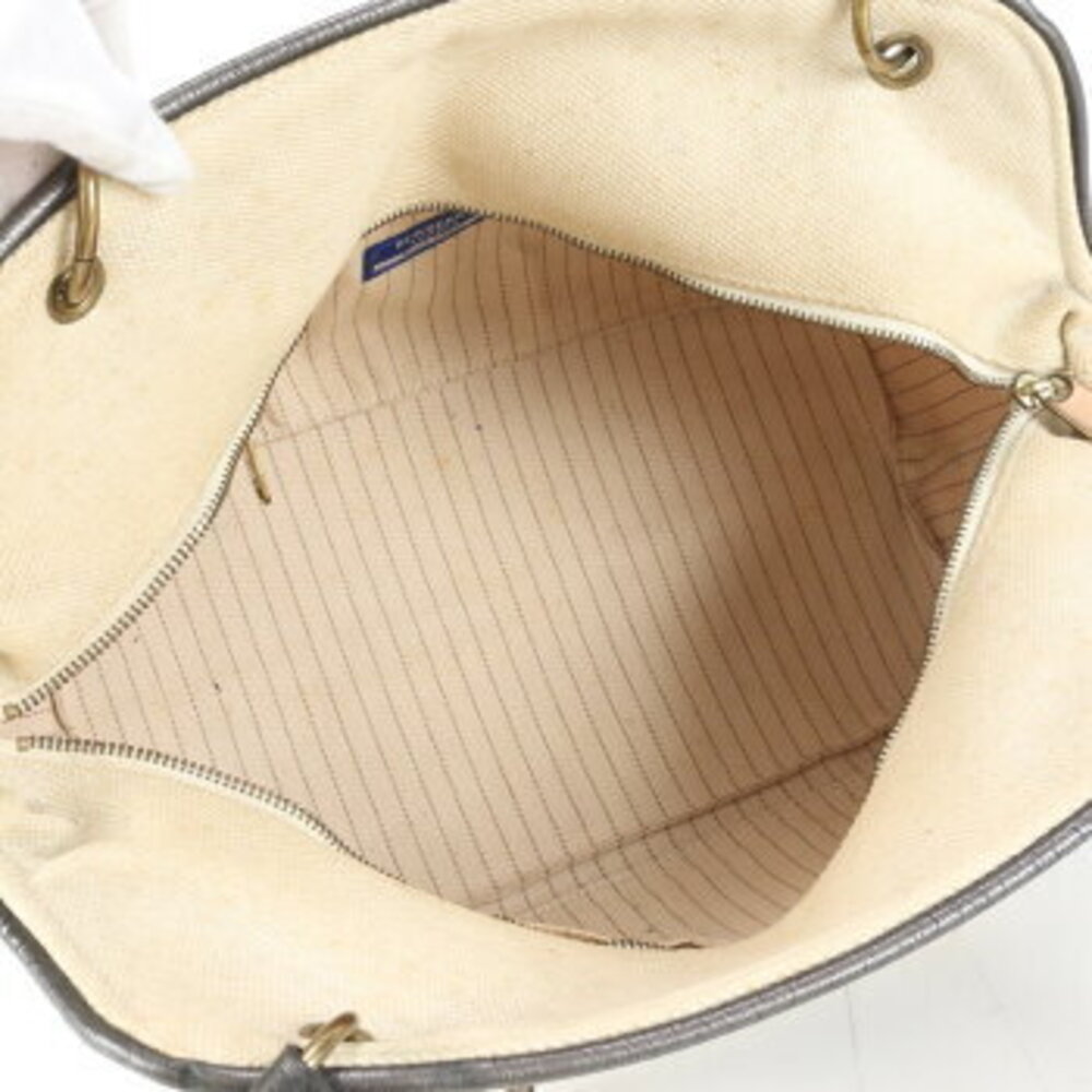 Burberry Leather Canvas Tote Bag Shoulder Handbag - Picture 7 of 9